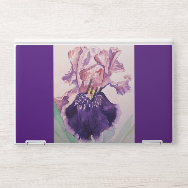 Iris Watercolour Painting Purple Floral Flowers HP Laptop Skin (Front)