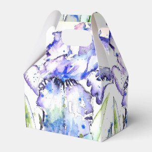 Iris Wedding Cake Favor Box Purple Blue Flowers