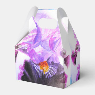 Iris Wedding Cake Favor Box Purple Lilac Flowers