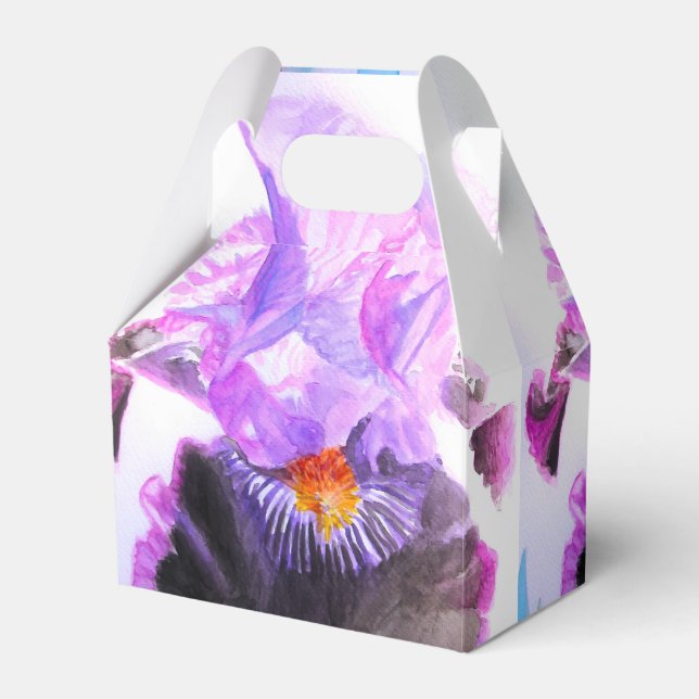 Iris Wedding Cake Favor Box Purple Lilac Flowers (Front Side)
