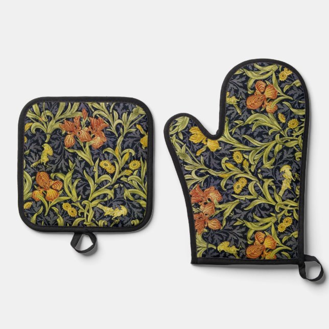 Iris William Morris Oven Mitt & Pot Holder Set (Front)