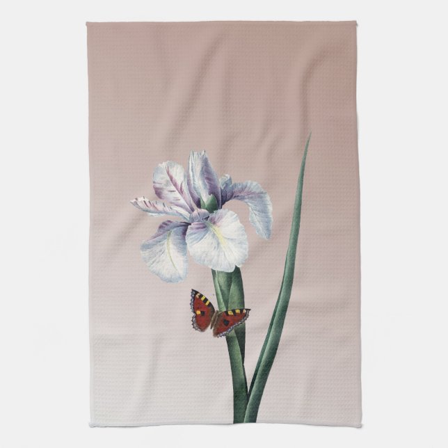 Iris with Butterfly Kitchen Towel (Vertical)