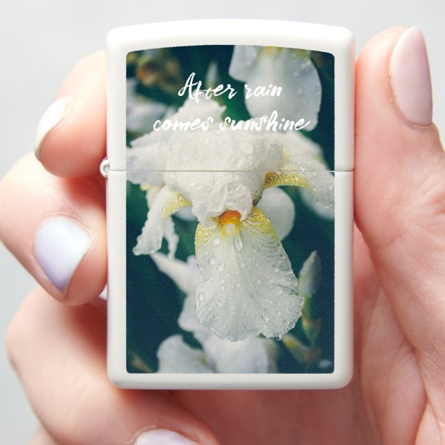 Iris with water droplets zippo lighter (In Hand)