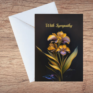 Iris Yellow Purple Artwork Sympathy Card