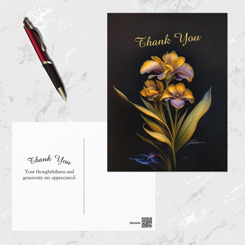 Iris Yellow Purple Artwork Thank You Postcard