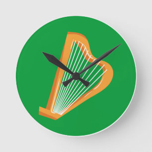 Irische Harfe Irish harp Round Clock