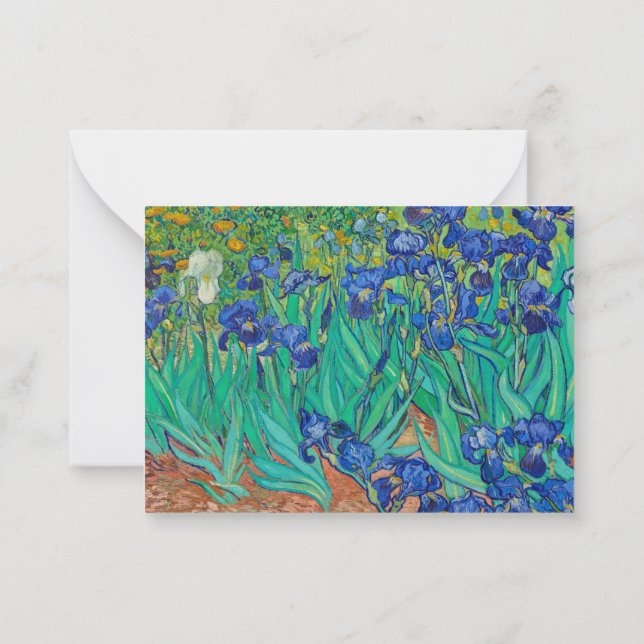Irises, 1889 by Vincent van Gogh Note Card (Back)