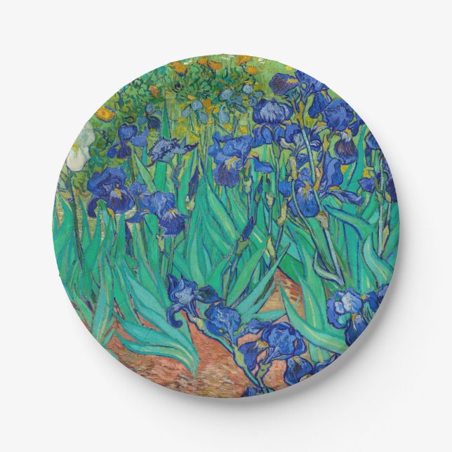 Irises, 1889 by Vincent van Gogh Paper Plates (Front)