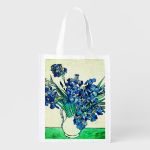 Irises (1890) by Vincent Van Gogh Grocery Bag