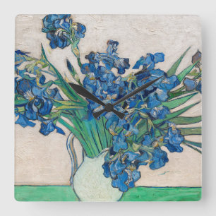 Irises, 1890 by Vincent van Gogh Square Wall Clock