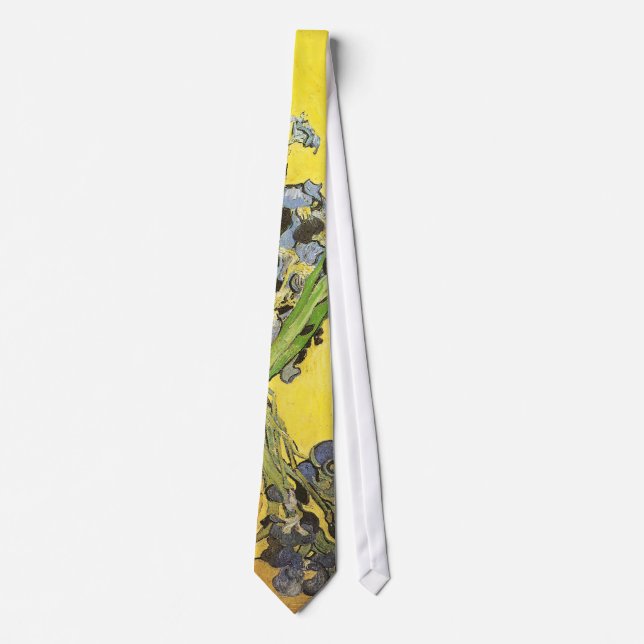 Irises Against Yellow Background Van Gogh Fine Art Neck Tie (Front)