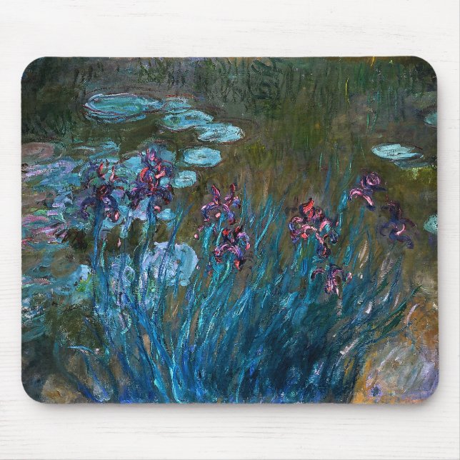 Irises and Water Lilies, Claude Monet Mouse Pad (Front)