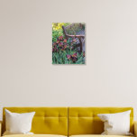 Irises Blooms and Garden Park Bench Floral Foam Core Photo Tile