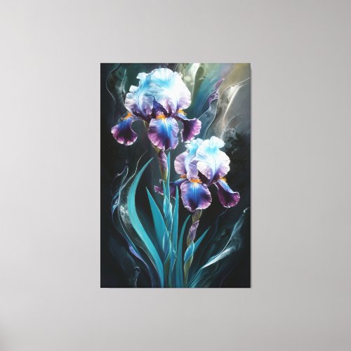  Irises Blue Flower Artsy Iris Painting AP84 Canvas Print