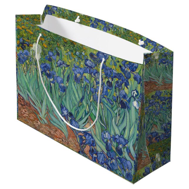 Irises Blue Green Yellow Van Gogh Large Gift Bag (Back Angled)