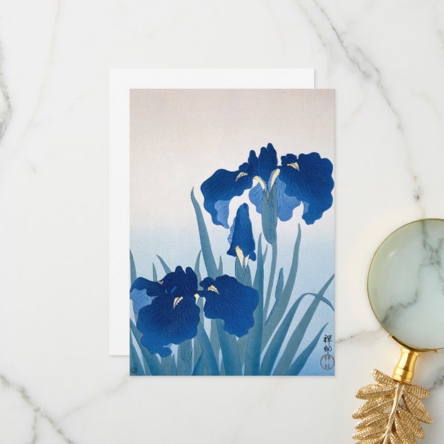 Irises by Ohara Koson Thank You Card (Front/Back In Situ)
