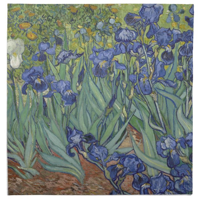 Irises by Van Gogh Blue Iris flowers Cloth Napkin (Front)