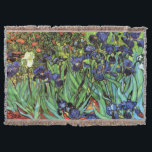 Irises by Van Gogh Fine Art Throw Blanket<br><div class="desc">Irises was painted in 1889 while Vincent van Gogh was living at the asylum at Saint Paul-de-Mausole in Saint-Rémy-de-Provence, France, in the last year before his death in 1890. A stunning display of violet irises with vibrant green leaves, rich terracotta soil, against a back drop of bright orange marigolds and...</div>