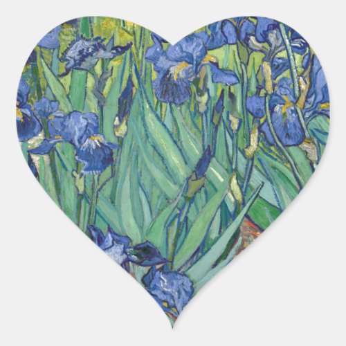 Irises by Van Gogh Heart Sticker