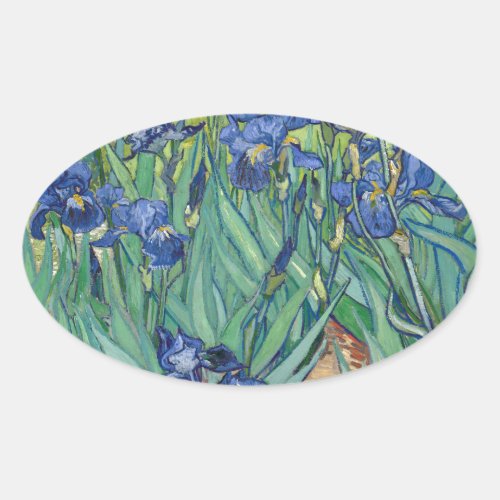 Irises by Van Gogh Oval Sticker