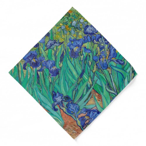 Irises by Van Gogh Painting Art Blue Green Bandana