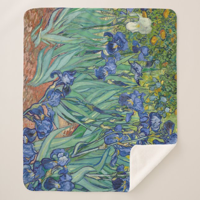 Irises by Van Gogh Sherpa Blanket (Front)