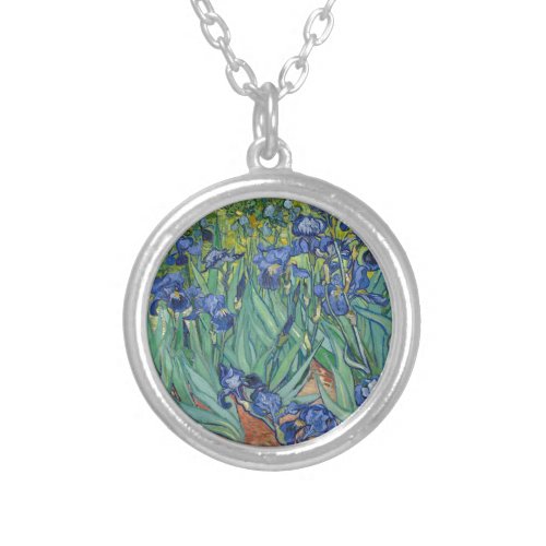 Irises by Van Gogh Silver Plated Necklace