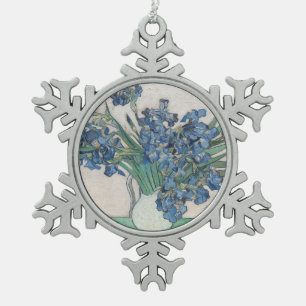 Irises by van Gogh: Snowflake Pewter Christmas Ornament