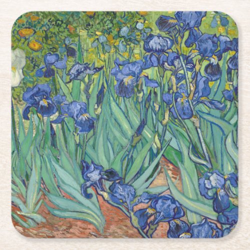 Irises by Van Gogh Square Paper Coaster
