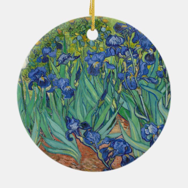 Irises by Vincent Van Gogh 1889 Ceramic Ornament (Back)