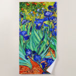 Irises by Vincent Van Gogh Beach Towel<br><div class="desc">Vincent Van Gogh Irises . Painted in 1889 it is one of the painting he created in Saint Paul-de-Mausole asylum in Saint-Rémy-de-Provence in France. It is an oil painting. This fine art landscape oil painting depicts a field of iris flower plants. Vincent Van Gogh was a famous artist. He was...</div>