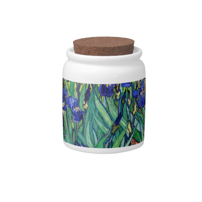 Irises by Vincent van Gogh Candy Jar (Front)