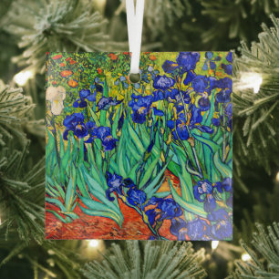 Irises by Vincent Van Gogh Glass Ornament