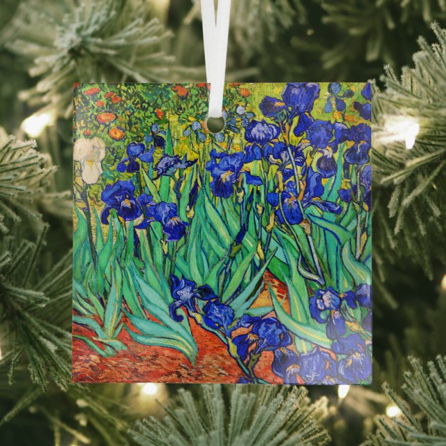 Irises by Vincent Van Gogh Glass Ornament (Insitu)