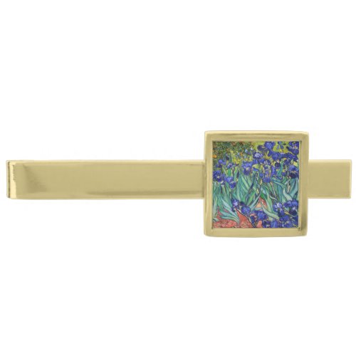 Irises by Vincent van Gogh Gold Finish Tie Bar