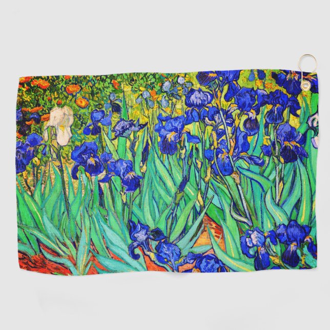 Irises by Vincent Van Gogh  Golf Towel (Horizontal)