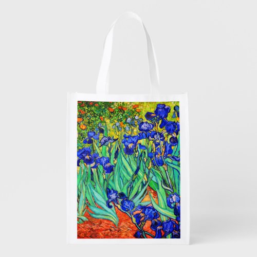 Irises by Vincent Van Gogh Grocery Bag