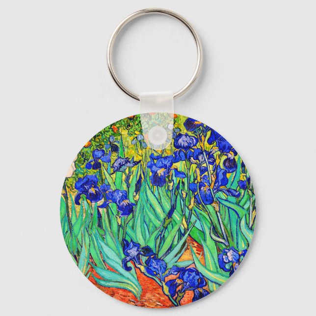 Irises by Vincent Van Gogh Keychain (Front)