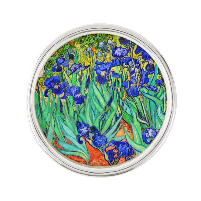 Irises by Vincent Van Gogh Lapel Pin (Front)