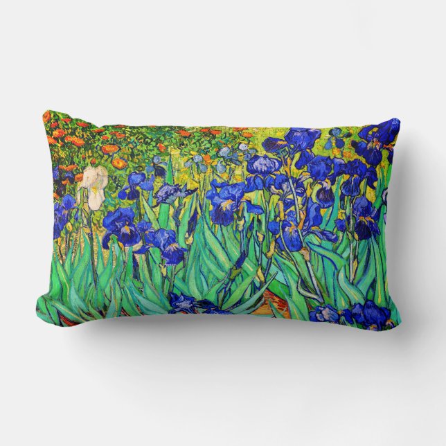 Irises by Vincent Van Gogh Lumbar Pillow (Front)