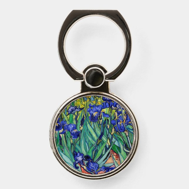 Irises by Vincent van Gogh Phone Ring Stand (Front)