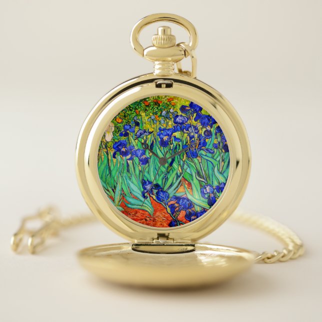 Irises by Vincent Van Gogh Pocket Watch (Inside)