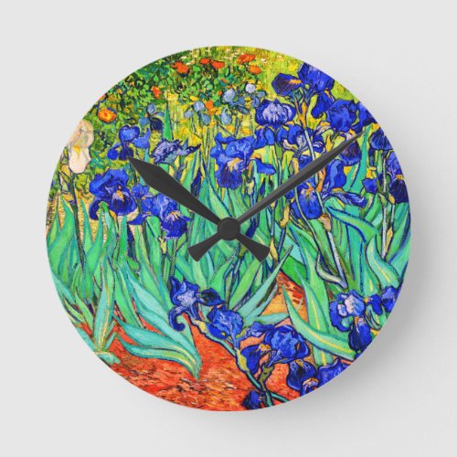 Irises by Vincent Van Gogh Round Clock