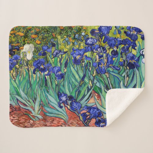 Irises by Vincent van Gogh Sherpa Blanket