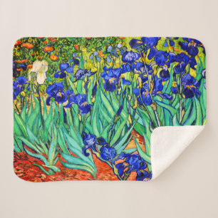 Irises by Vincent Van Gogh Sherpa Blanket