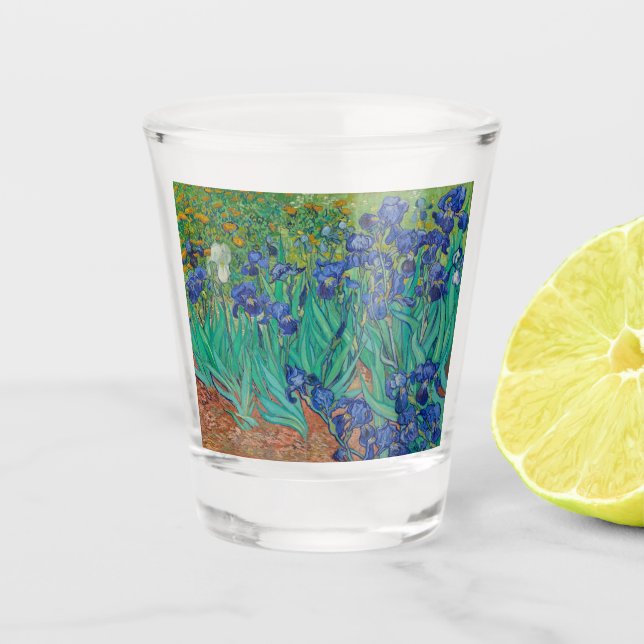Irises by Vincent Van Gogh Shot Glass (Front)