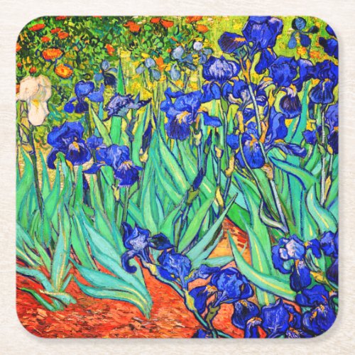 Irises by Vincent Van Gogh Square Paper Coaster
