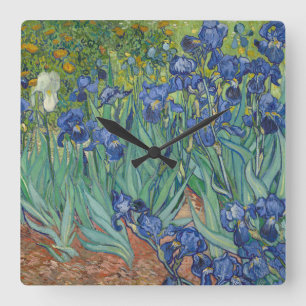 Irises by Vincent Van Gogh Square Wall Clock