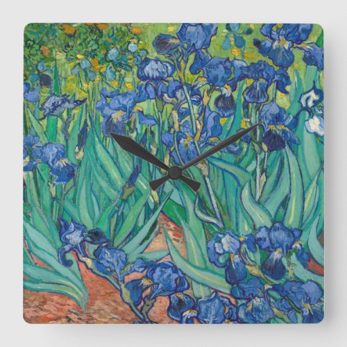 Irises by Vincent van Gogh Square Wall Clock