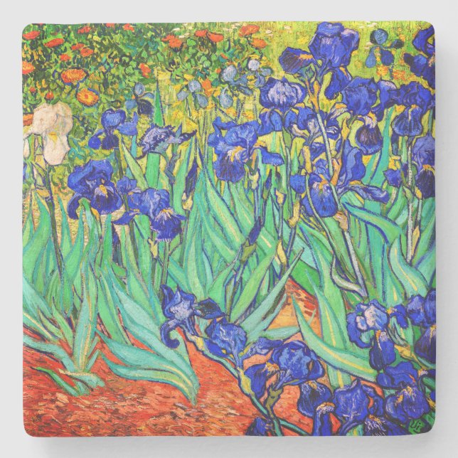 Irises by Vincent Van Gogh Stone Coaster (Front)